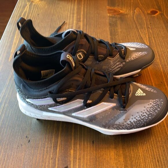 Addidas men’s baseball metal cleats used size 8 light grey combo main image 5